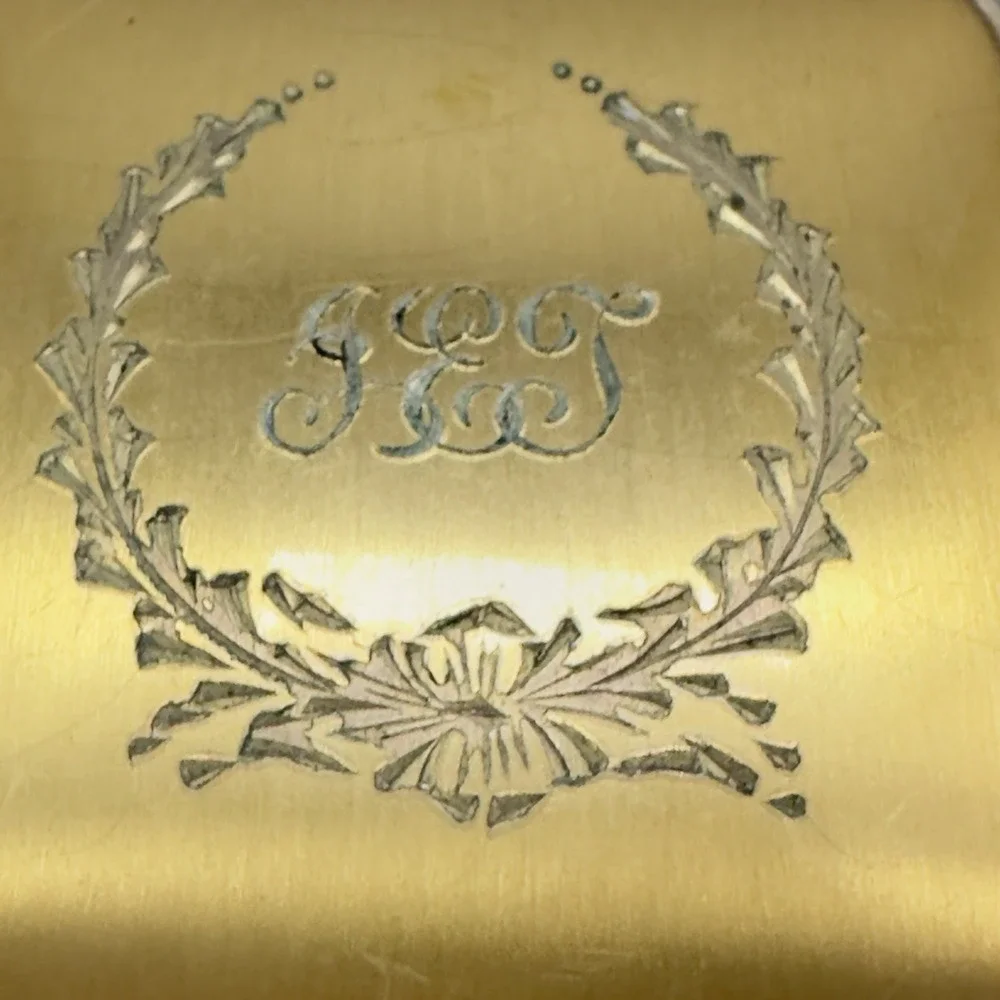 Vintage Gold Tone Powder Double Compact Mirror Mid Century Vanity